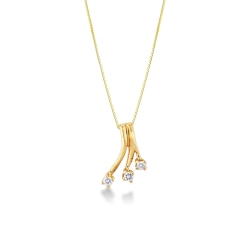 Collier en or jaune 18k avec pendentif trilogy en diamants