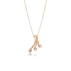 18k rose gold necklace with fancy diamond trilogy pendant