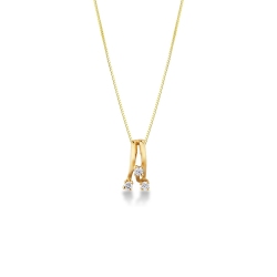 Collar oro amarillo 18k con colgante trilogy diamantes ct. 0,15