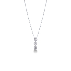 Necklace in 18k white gold with diamonds flower shaped pendant 