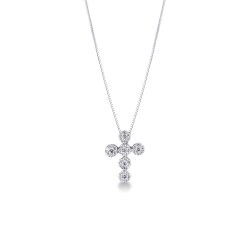 Collier avec une croix en or blanc 18 carats et diamants
