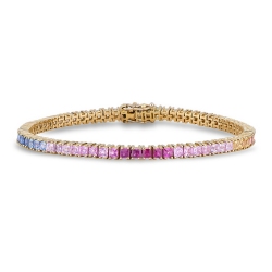 Tennis Bracciale con Zaffiri Colorati Rainbow Oro 18K