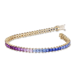 Tennisarmband Saphir Rainbow 18 K Gold 