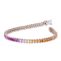 Tennisarmband Gold 18 K – Bunte Saphire Rainbow