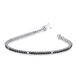 Bracelet Tennis Or Blanc 750 avec Diamants Noirs et Blancs