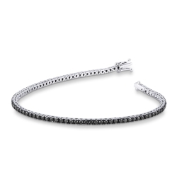 18k white gold tennis bracelet with black diamonds and burnished tips