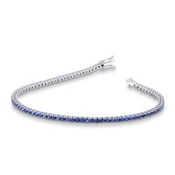 18k white gold tennis bracelet with round cut sapphires