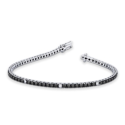18k white gold tennis bracelet with black and white diamonds
