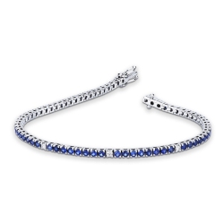 Bracciale Tennis in oro Bianco 18k con zaffiri blu intervallati da diamanti