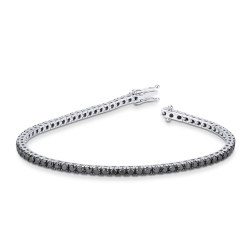 Black diamonds tennis bracelet in 18k white gold