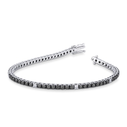 Bracelet Tennis Unisexe en Or Blanc 18k avec Diamants Noirs et Blancs