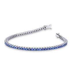 Pulsera Tennis oro blanco 18k con zafiros azules 3.96 ct
