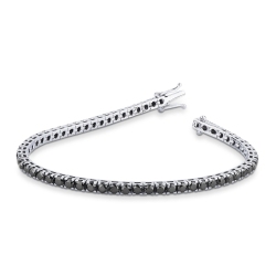Pyramid links tennis bracelet with black diamonds