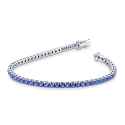 Bracelet  avec saphirs bleus Tennis en or blanc 750 