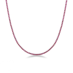 Rubies tennis necklace in white gold 18k