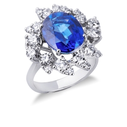 Saphir blau Halo Ring mit Diamanten