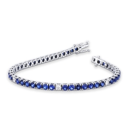 Pulsera oro blanco de 18K con zafiros azules y brillantes