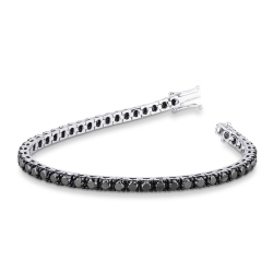 Bracelet tennis homme et femme en or blanc 750  diamants noirs