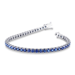 18k white gold tennis bracelet with blue sapphire