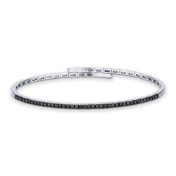 Bracelet semi rigide en or blanc 18k avec diamants noirs