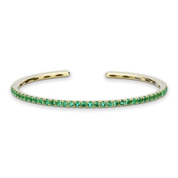 Rigid bracelet in 18k yellow gold with emeralds