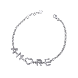 Bracelet with letters AMORE in white gold and diamonds