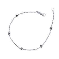 18k white gold man bracelet with 5 black diamonds