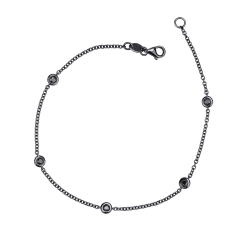 Burnished 18k white gold bracelet with black diamonds