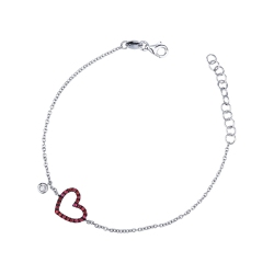 18k white gold bracelet with ruby heart 