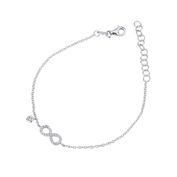 750 white gold bracelet with infinity charm in diamonds