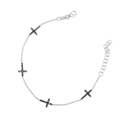 750 white gold bracelet with black diamonds crosses