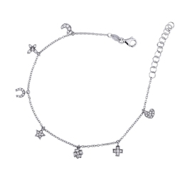 Pulsera de oro blanco de 18 quilates con charms de diamantes