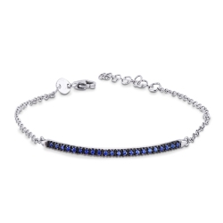 Bracciale in oro bianco 18k con barretta in Zaffiri Blu