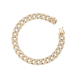 Bracelet gourmette en or jaune 18 carats avec diamants 