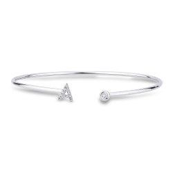 White gold bangle with A initial set with diamonds