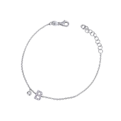 18k white gold bracelet with letter B with diamonds