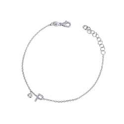 Bracelet avec la lettre  P en or blanc et diamants