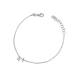 Bracelet avec la lettre T en or blanc et diamants