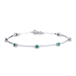 Alternate bracelet in 18k white gold with emeralds, 18 cm