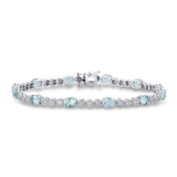 Diamanten und Aquamarin Armband Weissgold