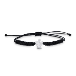 Bracelet avec cordon noir réglable et petit ange