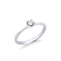 Bague solitaire diamant et or blanc 18k ,  ct. 0,15