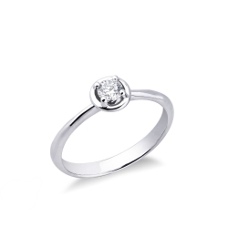 Bague solitaire or blanc 18k cœur brillante ct. 0,20