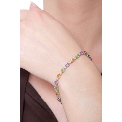 Pulsera de Oro Blanco 18k con Gemas Multicolores y Diamantes  2