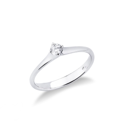 White gold 18k solitaire rhombus diamond ring 0.15 ct