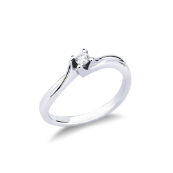Solitaire ring white gold 18k with a 0,10 ct diamond 