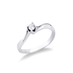 Bague or blanc 18k solitaire diamant 0.15 ct
