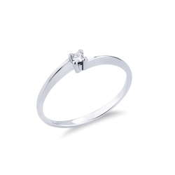 Anillo solitario en oro blanco de 18ct con diamante de 0,04 ct 