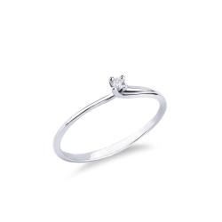 Solitaire en or blanc 18 carats avec diamant 0,04 ct
