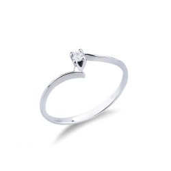 Bague Solitaire en Or Blanc 18k avec Diamant Taille Brillante 0.04 ct